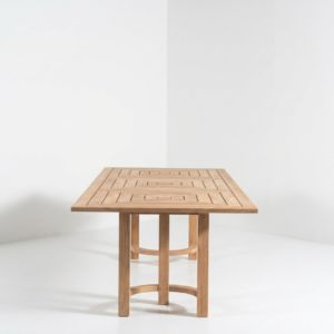 Mesa de Comedor de Madera Maciza para Exterior, Rectangular Grande con Tablero de Parqué, Orificio para Sombrilla, Base de Trípode, Estilo Clásico Contemporáneo para Patio - Product Image 2
