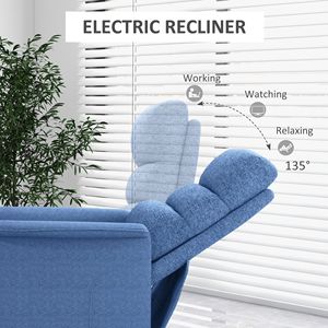 Sillón Reclinable Eléctrico Azul con Control Remoto y Bolsillos Laterales para Personas Mayores, Ideal para Sala de Estar - Product Image 5