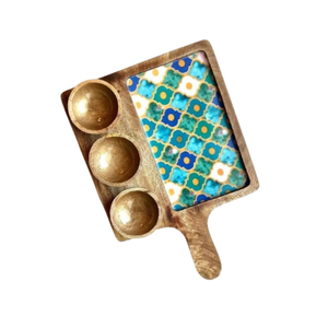 Bandeja de servir de madera de acacia y mango con juego de mini tazones personalizados para servir comida, postres y frutos secos de blossom cr - Product Image 2