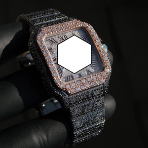 Reloj de Lujo con Incrustaciones de Moissanita VVS, Bisel Cuadrado con Números Romanos, Estilo Hip Hop, Automático - Product Image 4
