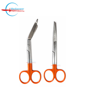 ชุดกรรไกรผ่าตัด OEM แบบตรงและแบบงอ – กรรไกรตัดผ้าพันแผล/ผ้าปิดแผล ด้ามจับสีส้ม - Product Image 6