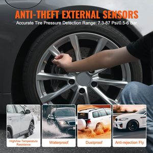 Universal Wireless RV/Car <b>TPMS</b> Alarm System Waterproof Tire Pressure Monitoring Sensors Set W/ 7.3-87 PSI Range - Product Image 5