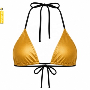 Top de Bikini Triangular Personalizado Samavia para Mujer, con Tirantes Cruzados, Aro y Copa Completa, Estampado Floral, de Nailon y Spandex de Secado Rápido - Product Image 1