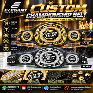 Fabricant de ceintures de championnat personnalisées, ceintures de lutte et de boxe personnalisées, ceintures de championnat avec logo personnalisé or et argent - Product Image 1