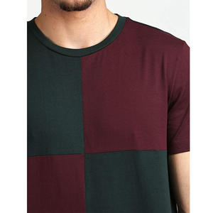 Camiseta de Manga Corta para Hombre, Diseño de Bloques de Color, Cuello Redondo, Estilo Casual, Tejido de Punto - Product Image 3