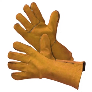 ถุงมือเชื่อมหนังวัวแท้สีแดงพรีเมียม ป้องกันความร้อน ป้องกันประกายไฟ อุปกรณ์ป้องกันสำหรับดับเพลิง สะท้อนแสงเพื่อความปลอดภัย - Product Image 6