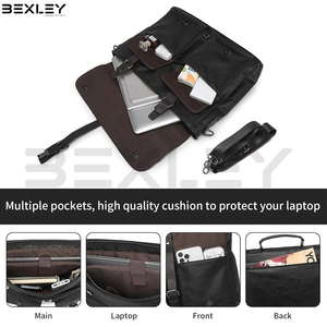 Custom Branding OEM ODM With Buckle Pockets Genuine <b>Leather</b> <b>Briefcase</b> For Men Business Laptop Bag Crossbody Shoulder Messenger - Product Image 5