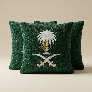 Housse de coussin d'intérieur carrée de luxe, broderie perlée artistique motif œil porte-bonheur, personnalisable, 100% polyester, coussin décoratif - Product Image 4