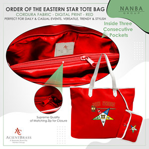 Sac fourre-tout Red Eastern Star (OES) pour anciennes Matrones |   Sac fourre-tout imperméable personnalisé Eastern Star Maroon - Product Image 5