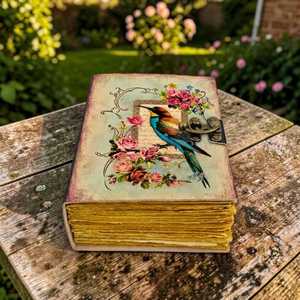 Grimoire Bird Leather Spiral Bound Hardcover <b>Journal</b> Floral Vintage Handmade <b>Diary</b> - Product Image 3