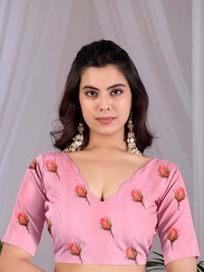 Wholesale Elegant Rose Floral Printed <b>Saree</b> Luxury Soft <b>Satin</b> Indian Traditional Wear Women Party Festive Sari Blouse Summer - Product Image 6