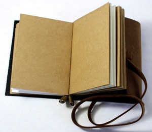 Soft Cover Midori Style Pocket Sized Refill Insert Brass Beads With Matching Leather <b>String</b> Vintage Leather Journal Dairy - Product Image 3
