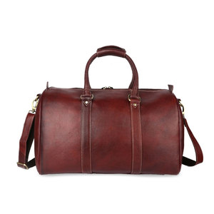 Unisex Genuine Leather Duffle <b>Bag</b> Solid Color Hasps Closure Casual Travel 30-40L Capacity Soft Handle Adjustable Strap - Product Image 3