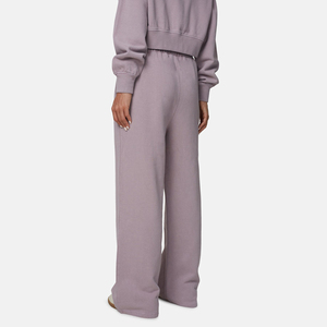 Pantalon de jogging évasé pour femme, coupe large, avec boutons décoratifs, motif logo, manches longues, tricot épais 100 % coton, style cargo - Product Image 2