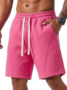 Pantalones Cortos Bermuda Rosa para Hombre con Cordón Ajustable y Bolsillos Laterales, Shorts Deportivos Casuales de Cintura Media, Material de Algodón Tejido - Product Image 1