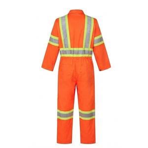Combinaisons de travail de sécurité imperméables en microfibre réfléchissante orange haute visibilité avec bandes argentées pour usage industriel unisexe - Product Image 2