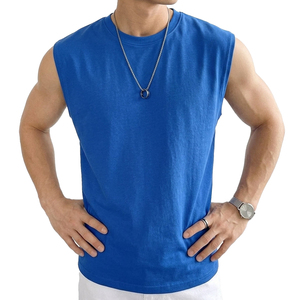High Quality Men's Blank Sleeveless T Shirt Casual Streetwear Cutoff Muscle <b>Top</b> Ribbed Crew Neck Custom Bulk OrdersTank <b>Tops</b> - Product Image 4