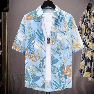 เสื้อเชิ้ตฮาวายแขนสั้นพิมพ์ลายใบไม้เขตร้อนสีเหลืองสำหรับผู้ชาย เสื้อเชิ้ตคอปกพับได้ระบายอากาศได้ดี เหมาะสำหรับวันหยุดพักผ่อนในช่วงฤดูร้อน - Product Image 6