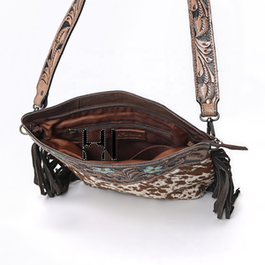 Genuine Cowhide Hair-On <b>Leather</b> Crossbody Bag Vintage Bohemian Shoulder Purse Adjustable Detachable Strap for Women - Product Image 4