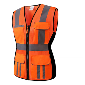 Service OEM, gilet de sécurité en maille orange haute visibilité, unisexe, fermeture éclair, vêtements de travail, veste de sécurité, uniforme, poches réfléchissantes - Product Image 2