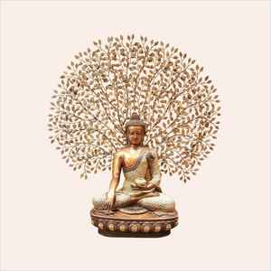 Estatua de Buda de la Medicina en Latón Hecha a Mano con Incrustaciones Coloridas, Ídolo de Buda Gautama Curativo para Decoración del Hogar y Vastu - Product Image 1