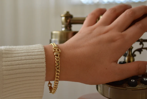 Tennis <b>Bracelet</b> Gold Plated Cuban Link Chain Diamond Vintage Style Women's Zinc Alloy Jewelry IGI Certified - Product Image 1