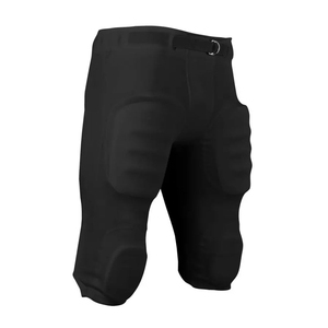 Black <b>Padded</b> Football Pants Belt Closure Athletic Sportswear Breathable Adult Football Practice Gear Mens Performance Wear black - Product Image 1