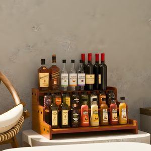 Estante de Exhibición Rústico de Madera de 3 Niveles con Marco Metálico, Organizador de Encimera Vintage para Cocina, Baño, Despensa y Especias - Product Image 3