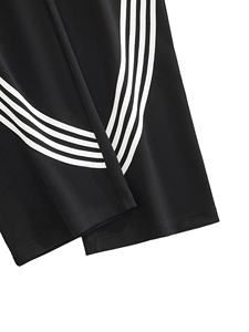 Pantalon de survêtement noir en coton pour homme, taille élastique, rayures latérales, décontracté, respirant, mi-lourd, tricoté, coupe évasée, pour l'automne - Product Image 3