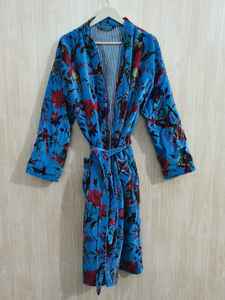 Kimono Largo Unisex Hecho a Mano de Primera Calidad, Ropa de Dormir de Algodón Indio con Estampado Animal, para Primavera, Verano, Otoño e Invierno, con Cinturón, Venta al Por Mayor - Product Image 2