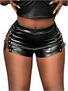 Wholesale Custom Women's Faux Leather <b>Shorts</b> Soft PU Leather High Waist Fashion Hot Pants OEM ODM Service - Product Image 1