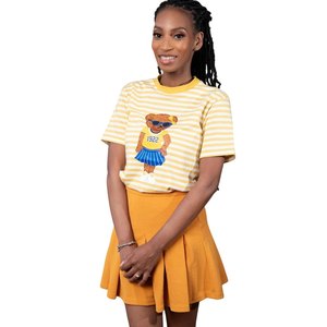 Preppy Sigma Gamma Rho <b>Bear</b> Tee Women Yellow Stripe T Shirt 1922 Graphic Greek Sorority Casual <b>Cute</b> Style - Product Image 1