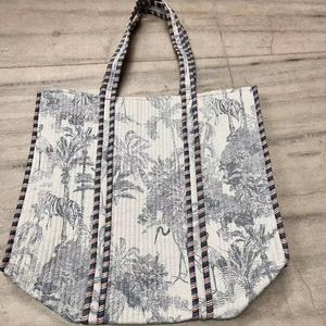 Grand sac fourre-tout pour femme, couleur unie, écologique, élégant, blanc et noir, matelassé, fermeture éclair, hiver, printemps, été, shopping quotidien - Product Image 1