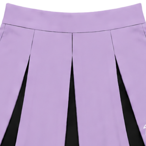 Ensemble d'uniforme de cheerleading lavande, noir et blanc, avec crop top sans manches à col en V et jupe plissée, pour performance et danse - Product Image 6
