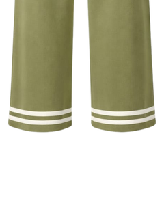 Pantalon large vert olive pour femme, décontracté, taille haute, avec cordon de serrage, coupe ample, droit, confortable, pour la détente, tendance - Product Image 6