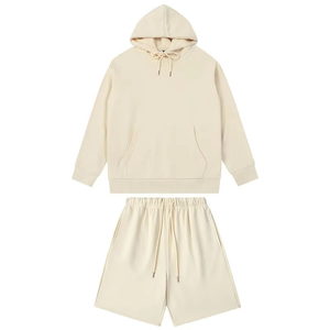 Men's Solid Color Hooded Sweatshirt With Shorts Casual <b>Knitted</b> <b>Set</b> Autumn Wear - Product Image 4