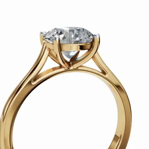 Bague en or jaune 18 carats avec diamant de laboratoire taille brillant rond certifié IGI, clarté VVS, 0,30-0,39 carats, luxe pour femme - Product Image 3