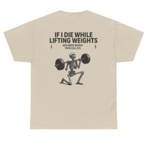 Camiseta Blanca de Manga Corta para Hombre con Estampado Gráfico de Esqueleto Levantando Pesas en la Espalda, Cuello Redondo, Corte Regular, Algodón Jersey, para Gimnasio - Product Image 4