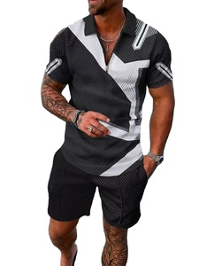 Tracksuit 2pcs Sets 3D Print Zipper Polo <b>Shirt</b> Short Sleeve <b>Shirt</b> and Shorts Casual Fashion <b>Zip</b>-Up Man 2PCS Clothing - Product Image 2