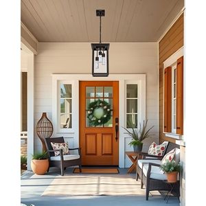 Lámpara Colgante de Exterior 5CCT, Portavelas de Cristal Grande, Linterna de 3 Luces, Bronce Envejecido, Bombillas LED Integradas Incluidas - Product Image 6