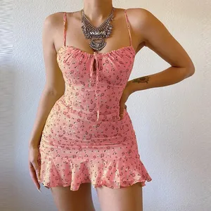 Vestido Camisero Casual Sexy para Mujer, Estampado Floral Pequeño, Cómodo para el Verano - Product Image 3