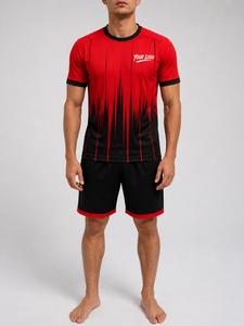 Ensemble de maillot de football unisexe sublimé, manches courtes, col rond, évacuation de l'humidité, coupe athlétique, logo personnalisé - Product Image 1