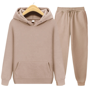 Ensemble de survêtement unisexe marron à capuche, couleur unie, décontracté, avec pantalon de jogging à cordon de serrage et manches longues, idéal pour l'automne - Product Image 3