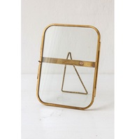Cadre photo rectangulaire en laiton antique de qualité supérieure, logo personnalisé, cadre photo en verre écologique, affichage horizontal sur table, décoration