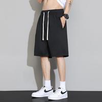 Shorts cinq-quarts pour homme en soie glacée, coupe ample, respirants, unis, décontractés, sportifs et polyvalents, en nylon/coton tricoté, pour l'été