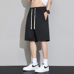 Shorts cinq-quarts pour homme en soie glacée, coupe ample, respirants, unis, décontractés, sportifs et polyvalents, en nylon/coton tricoté, pour l'été - Product Image 2