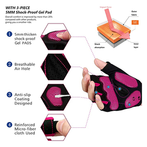 Gants demi-doigts pour hommes, gants de vélo de montagne, gants de route en soie glacée pour le cyclisme, rembourrage en gel, rose flamme - Product Image 3