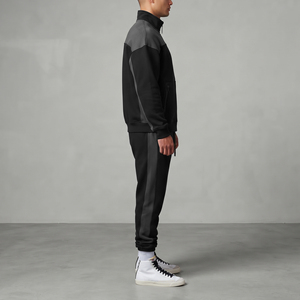 Ensemble de survêtement streetwear pour homme avec blocs de couleur et fermeture éclair intégrale, pantalon de jogging et veste décontractés, idéal pour l'automne et l'hiver - Product Image 4