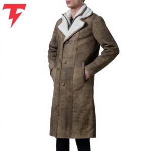 Abrigo Largo de Hombre de Cuero Ecológico, Transpirable, Impermeable, Antiarrugas, con Cuello Mao y Doble Botonadura - Product Image 6
