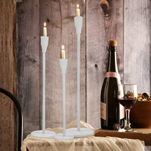 Candelabro blanco modernista personalizable, Juego de 3 candelabros decorativos para el hogar y la decoración de la Mesa de la boda - Product Image 4